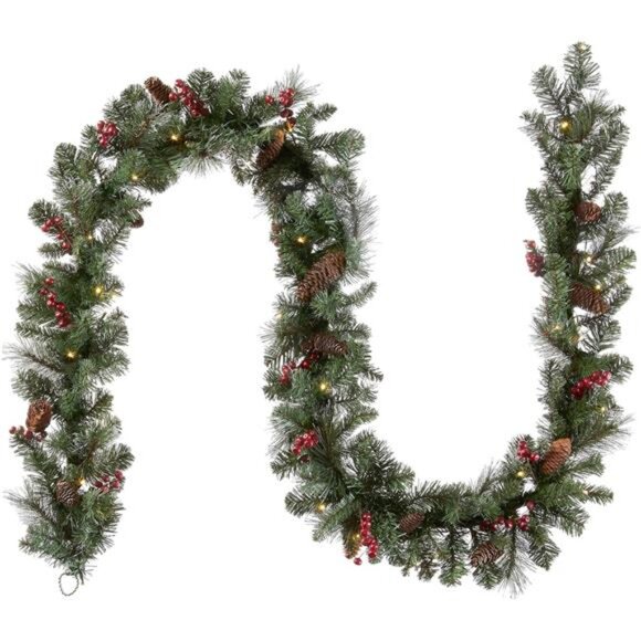9ft Pre-Lit Artificial Christmas Garland - Green Crestwood Spruce - Picture 1 of 6